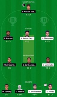 Dream11 Team for Avengers vs Warriors - Pondicherry T10 2022.